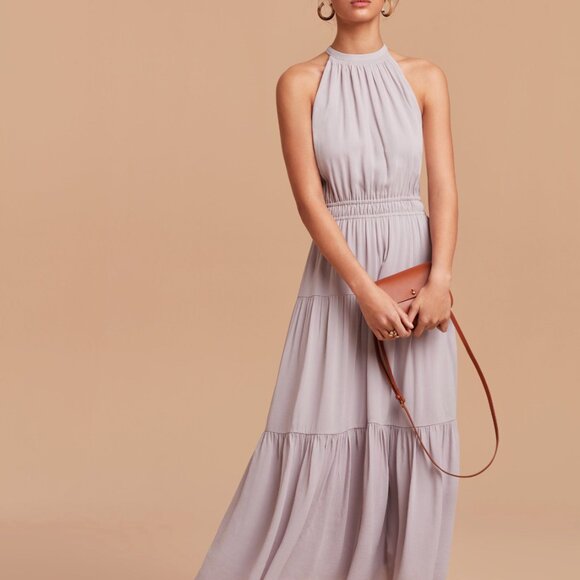 EUC Wilfred Effet Black Pink Floral Maxi Dress XS - Picture 6 of 8